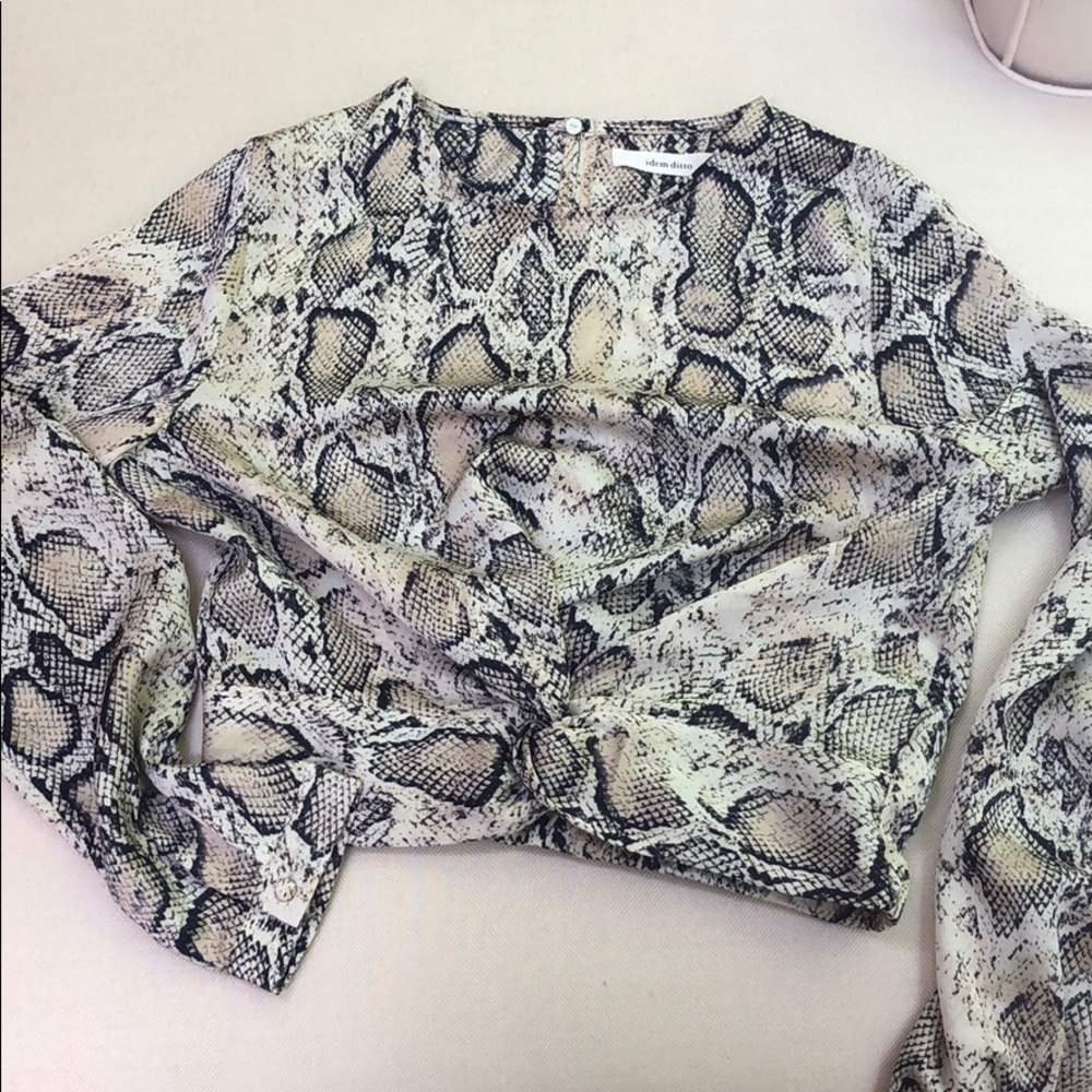 Cropped snake skin patterned blouse